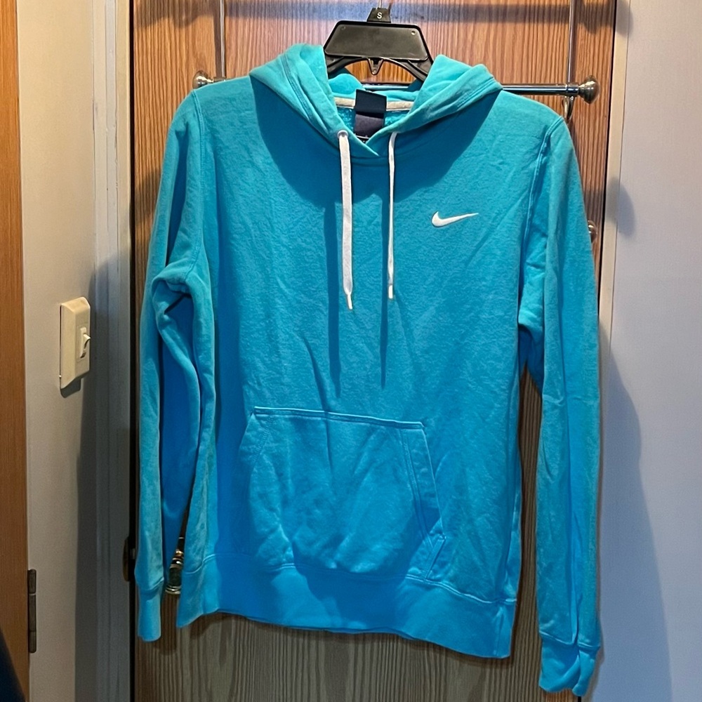Nike Aqua Hoodie with White Swoosh & Pocket